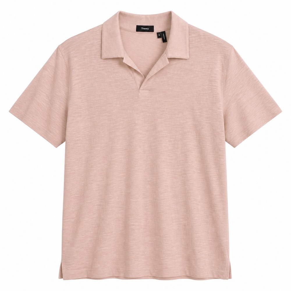 Theory Polo Shirt Mens XL Slub Cotton Preppy Minimalist Travel Willem Strato